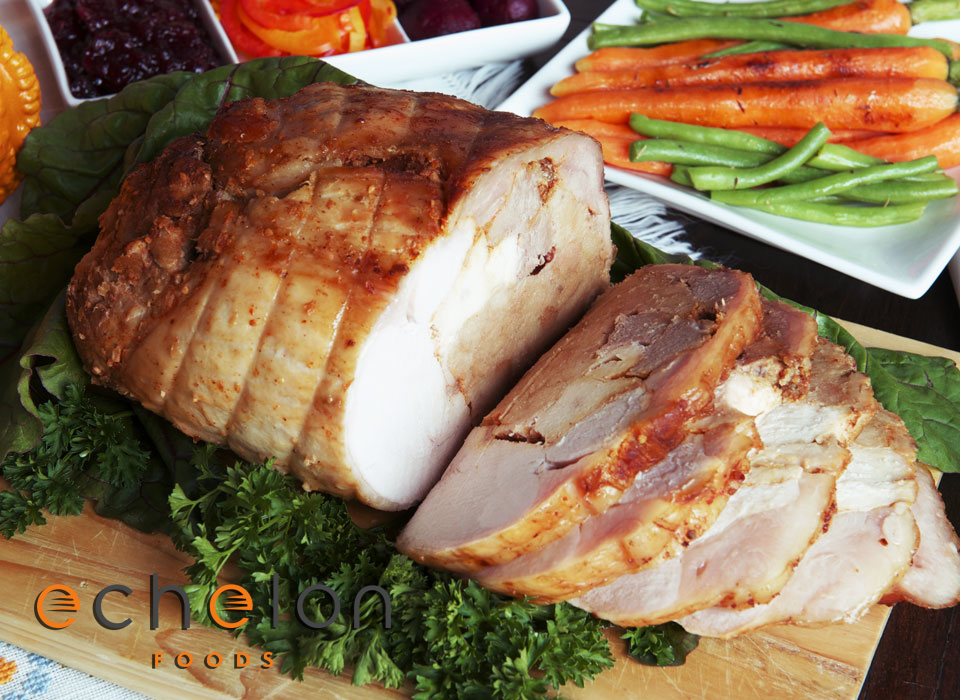 Our Original Turducken™ is a de-boned whole turkey wrapped around moist duck and chicken breasts, and stuffed with chicken apple or Italian sausage stuffing. This tasty beast serves 12-15 hungry adults and is easier to cook than a traditional turkey.